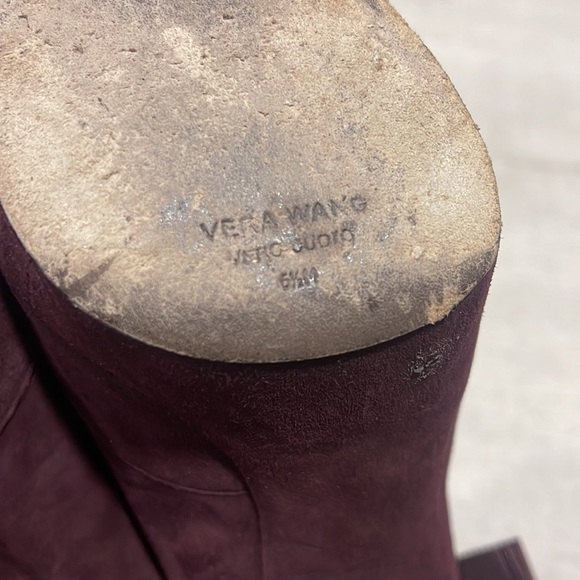 Authentic Vera Wang Royce Peep Toe Purple Booties w/ Ankle Bow | Size 36.5 EU - Picture 11 of 12